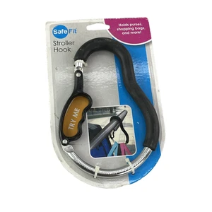 Safe Fit Stroller Hook Accessory Clip Black/Silver TravelClip Hand Bag Carrier - Picture 1 of 8