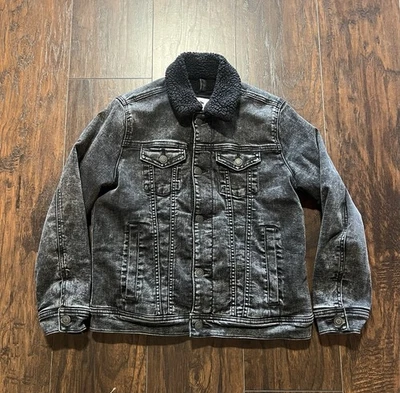 Chaqueta Denim Negra Abercrombie Niños Niños Talla 11/12 Grande Forrada Sherpa Otoño Frío Foto 1 de 4
