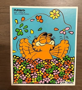 Vintage Garfield 1978 Playskool Wooden Puzzle ‘Hello, Flower Garden’ - Picture 1 of 3