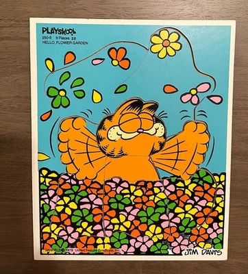 Vintage Garfield 1978 Playskool Wooden Puzzle ‘Hello, Flower Garden’ - Image 1 of 3