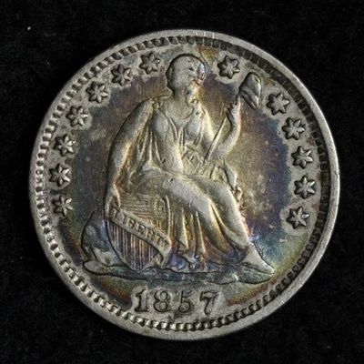 1857 Seated Liberty Silver Half Dime UNC *UNCIRCULATED* MS TONED E218 WARFY - Image 1 of 2