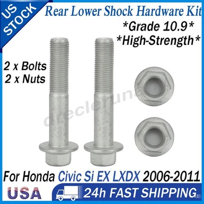 Kit de herrajes de tuercas de pernos de amortiguador inferiores traseros para Honda Civic Si EX LX DX 2006-2011 Foto 1 de 4