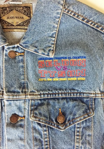 Medium Vintage Mike Tyson vs. Bruce Seldon Denim Boxing Fight Sleeveless Jacket Cover