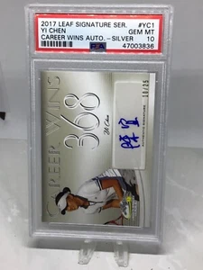 2017 Leaf Signature Career Wins Silver Auto #YC1 Yi Chen PSA 10 - Picture 1 of 2