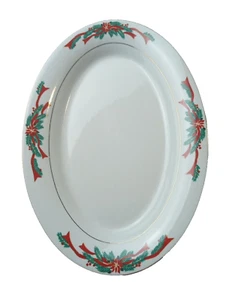 Poinsettia & Ribbons Fine China Serving Platter 13 3/4” X 9.5” - Picture 1 of 8