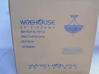 Lámpara de araña interior Tiffany Drake moderna romana de 3 luces de bronce antiguo con pantalla Foto 1 de 4