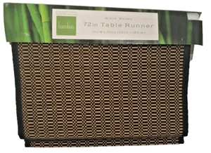 Black & Brown Bamboo Woven Table Runner 72" x 13" Home Decor New - Picture 1 of 4