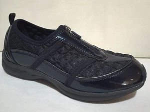 EASY SPIRIT AMORE NAVY LEATHER TEXTILE ZIP FRONT WALKING SHOES WOMENS SZ 6 M - Picture 1 of 11