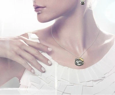 SWAROVSKI SANRIO HELLO KITTY KRISTALL GESICHT JET GOLD BAND HALSKETTE 115257 NEU - Bild 1 von 4