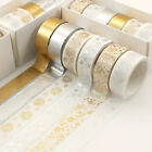 NEW 6-Piece Flower Plant Gold Foil Washi Metallic Tape Set - White/ Gold/ Silver