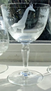 MOSER ROWLAND WARD AFRICAN BIG GAME SERIES WINE GLASS GIRAFFE 14cm h x 8cm d - Picture 1 of 6