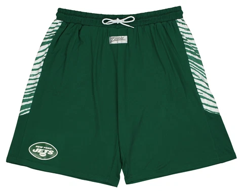 Zubaz NFL Men's New York Jets Team Logo Zebra Side Seam Shorts, Green Cover