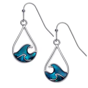 Surf Wave Earrings with Blue Paua Shell by Tide. Gift box incl. - Picture 1 of 2