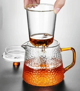 Teapot Set: 1 Teapot 450ml, 2 Teacups 120ml, Japanese Hammer Pattern Handcrafted - Picture 1 of 3