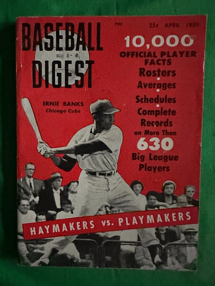 APR 1959 BASEBALL DIGEST ERNIE BANKS CHICAGO CUBS - Image 1 of 1