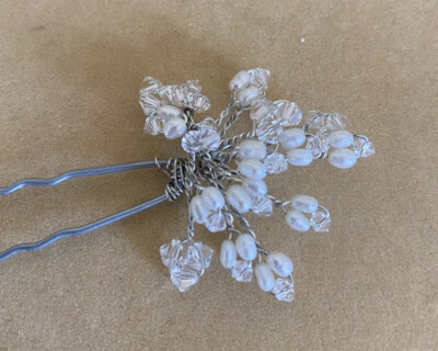 Juego de 3 horquillas en aerosol pequeñas de cristal Toni Federici Pearl noche nupcial Foto 1 de 3