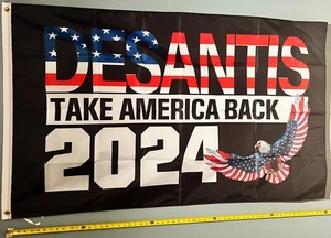 RON DESANTIS FLAG FREE USA SHIP Desantis 2024 Eagle B Take America USA Sign 3x5' - Foto 1 di 1