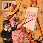 1880's W P Goss Portland ME American Shoe Tip Co Woman Artists Easel Trade Card