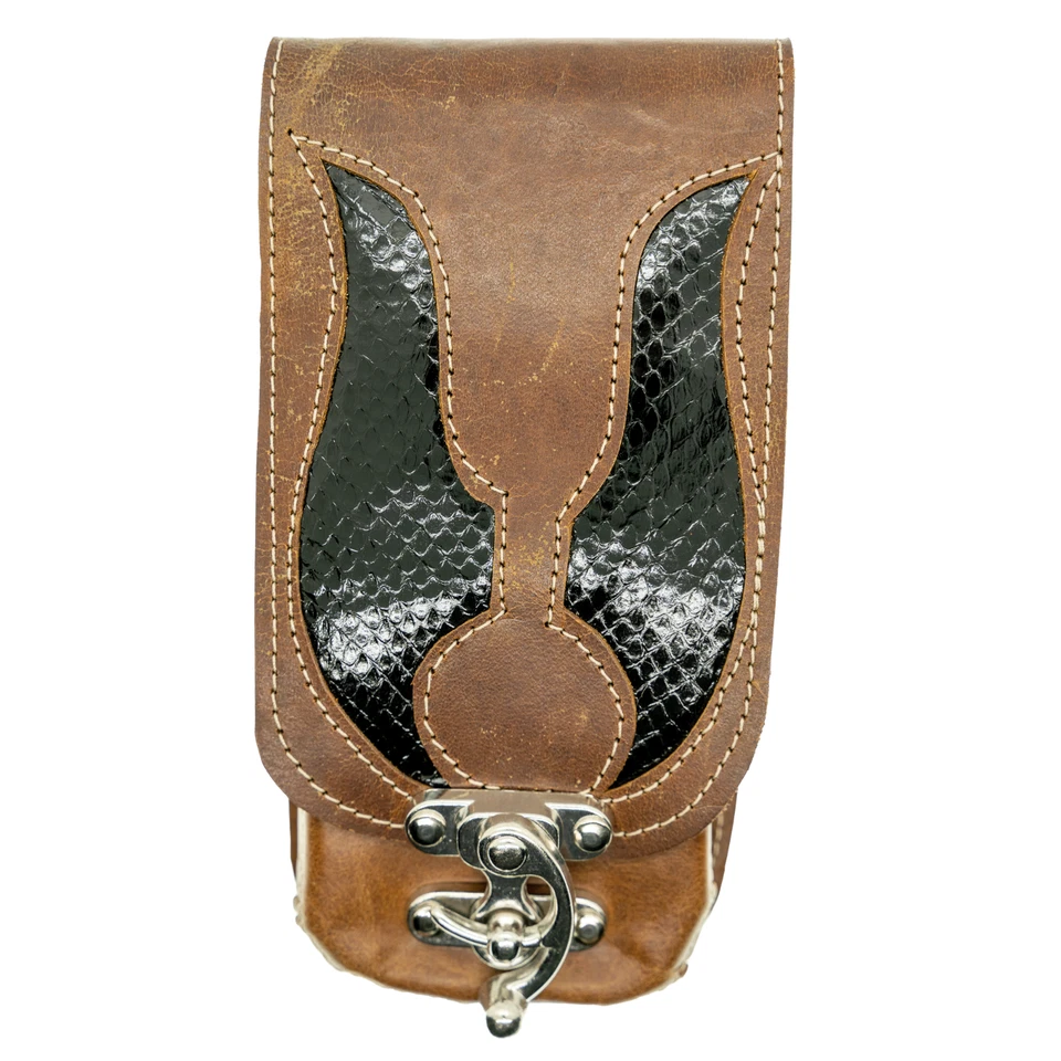 Leather Real Python Snakeskin Wings Mobile Cell Phone Pouch Wallet Belt - Image 1 of 1