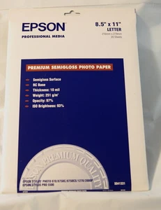 Epson Premium Semigloss Photo Paper 8.5x11 (Letter) S041331 20 Sheets - Picture 1 of 2