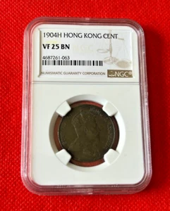 1904 H HONG KONG CENT NGC VF 25 BN - Picture 1 of 2