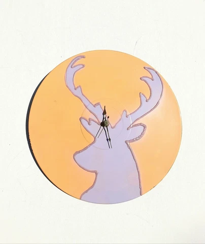 Deer Hand Painted Vinyl Record Clock Cover