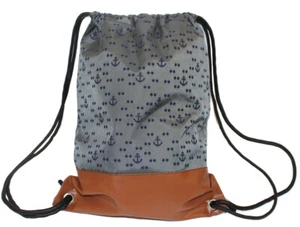 Daypack Turnbeutel in Grau – Maritimes Design – Sportbeutel Gymbag mit Anker - Bild 1 von 1