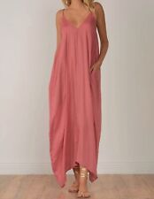 $78 Elan Women's Pink Semi-Sheer V-Neck Spaghetti Strapped Maxi Dress Size XS