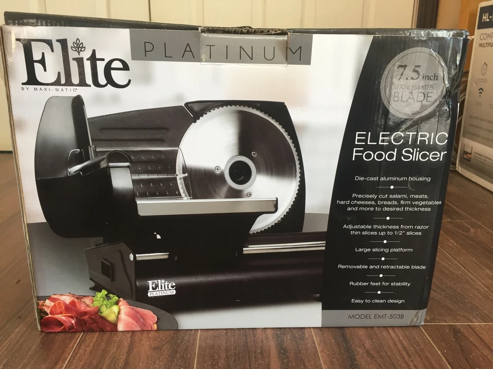 Rebanada de comida eléctrica de aluminio fundido a presión Maxi-Matic EMT-503B Elite Gourmet 130 vatios Foto 1 de 4