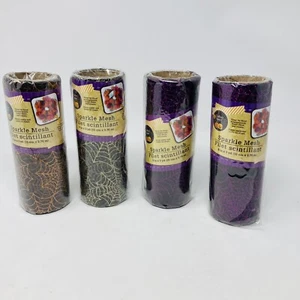Decorative Halloween Sparkle Mesh Spider Web 6 in x 3 yd ~ Set of 4 - Picture 1 of 7
