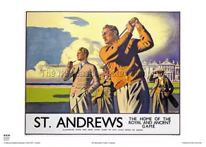 SCOTLAND St ANDREWS VINTAGE POSTER RETRO RAILWAY TRAVEL GOLF ADVERTISING ART - Picture 1 of 1