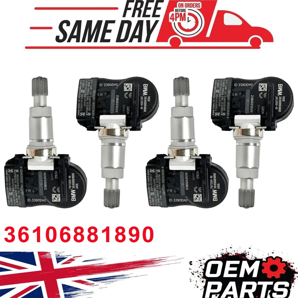 4X FOR BMW 1 2 3 4 X5 X6 F20 F21 F30 F31 TPMS TYRE PRESSURE SENSORS  36106881890 - Image 1 of 4