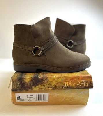 Nuevos botines al tobillo de gamuza marrón Izzy de Bella Vita para mujer/talla 10WW Foto 1 de 4