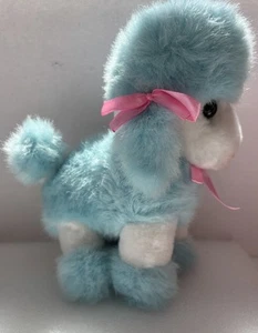 De colección Peluche Perro Azul Blanco Caniche Cachorro Peluche Arcos Rosa - Imagen 1 de 10