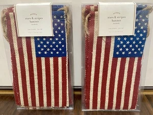 Pottery Barn Patriotic USA Stars And Stripes Flag Burlap Banner 144 Inches NIB - Picture 1 of 3