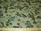 BTY CAMOUFLAGE ISLANDS AIRPLANES~COTTON DRAPERY UPHOLSTERY FABRIC FOR LESS