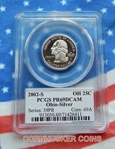 2001-S OHIO SILVER WASHINGTON QUARTER PCGS PR69DCAM ~ DEEP MIRROR SURFACE - Picture 1 of 2