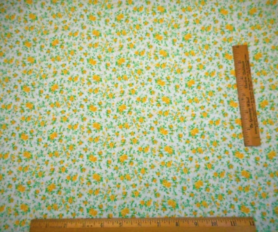 Tela Reproducción Años 30 1 7/8 Yarda Amarillo Floral Rosas Hoja Verde Marfil Algodón Foto 1 de 2