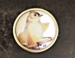 Tufted Titmouse theme ceramic center round knob 1.25" wide - Picture 1 of 3