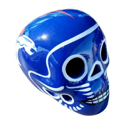 Denver Broncos Skull Helmet Ceramic MEX. Clay Figure, Hand made/Painted 3'' Cover