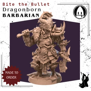 Bárbaro Dragonborn DnD Miniatura Impreso en 3D Fantasía Modelo D&D RPG Mini - Imagen 1 de 9