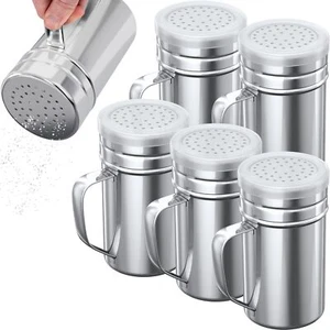 14oz Large Stainless Steel Salt Pepper Dredge Shakers - With Plastic Cap - Wi... - Picture 1 of 7