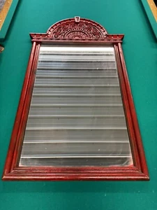 X-LARGE VINTAGE ORNATE RED RESIN MAT'L MIRROR WITH MYAN DESIGN 25" X 48" - Picture 1 of 15