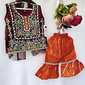 Eid Collection Baby Girl Embroidered 3Pc Kameez Shalwar for Eid & Party wear - Picture 1 of 6