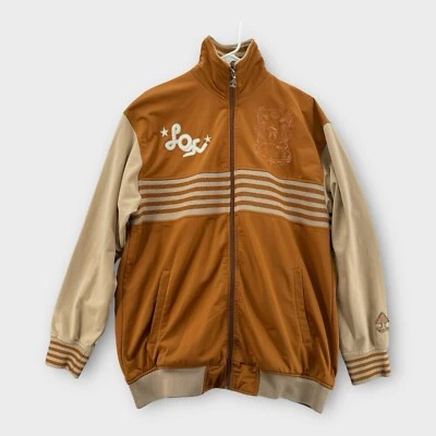 VINTAGE Retro Fox Track Jacket Mens Large Warm Up Brown Tan Hip Hop Baggy Y2K - Image 1 of 4