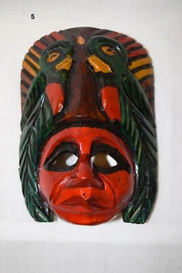 Small Hand carved hand painted Mayan mask from Guatemala #5 - Picture 1 of 4