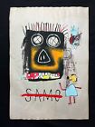 Jean Michel Basquiat painting on paper (Handmade) signed and stamped mixed medi