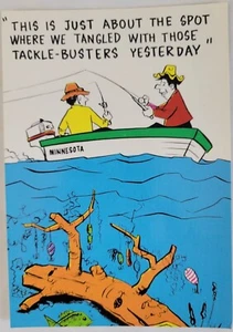 Angeln Cartoon Humor Minnesota Vintage Postkarte 4x6 verschickt Chrom - Bild 1 von 2