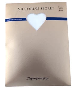 Vtg Victoria's Secret Glamour Sheers Lace Top Thigh High Hosiery Cream SMALL - Picture 1 of 3
