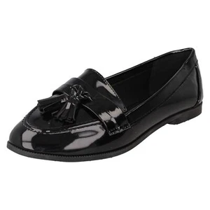 Ladies Spot On Tassel Trim Wide Fit Slip On Shoes 'F8R0560' - Picture 1 of 10